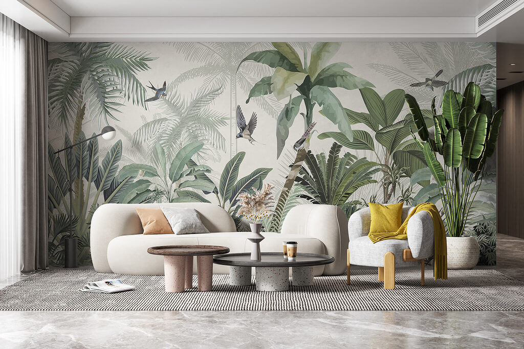 Birds above jungle plants — interior 3