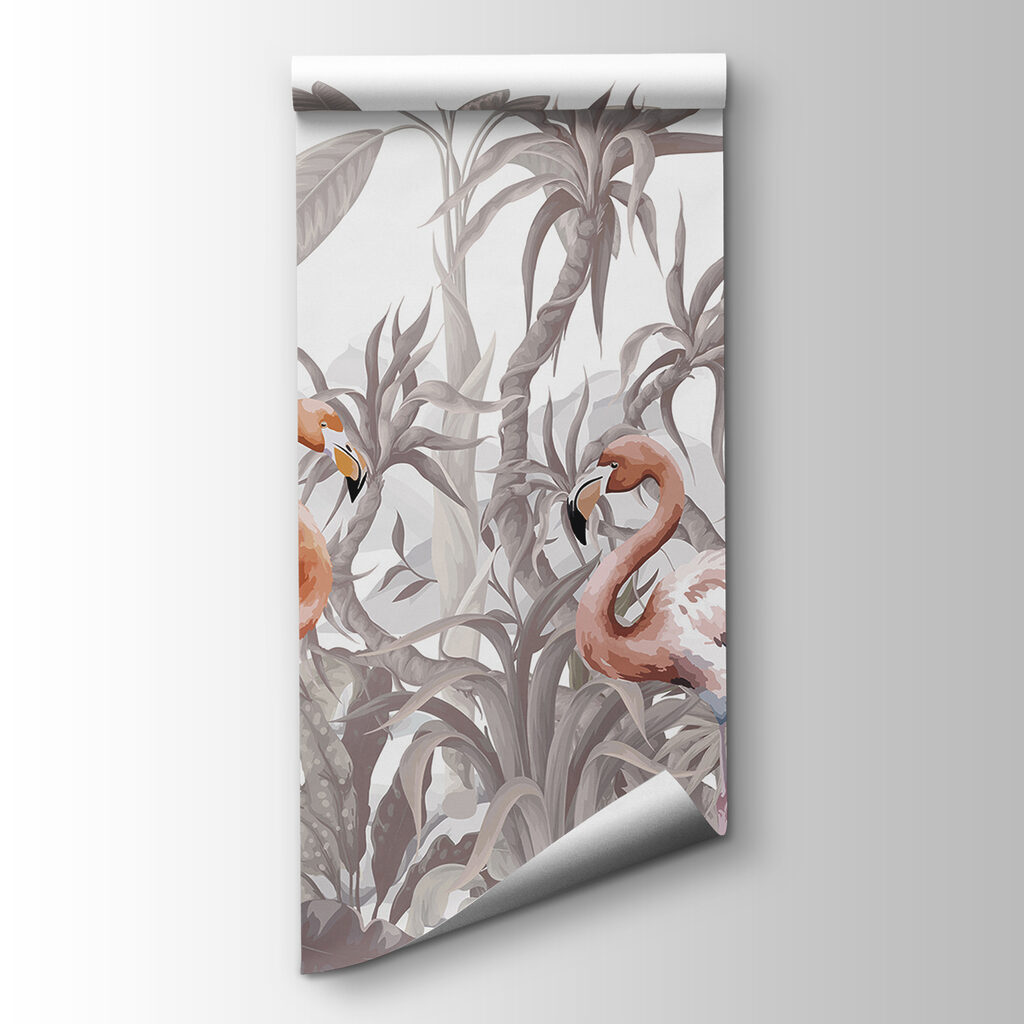 Flamingos among tropical plants — product view