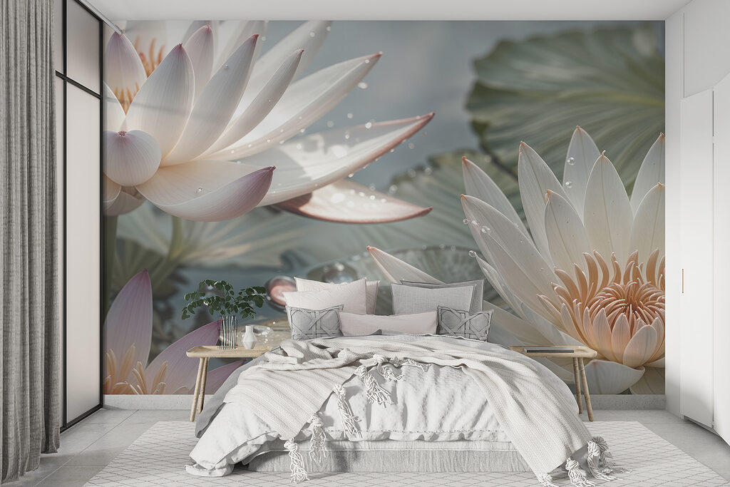 Water lilies with droplets — interior 1