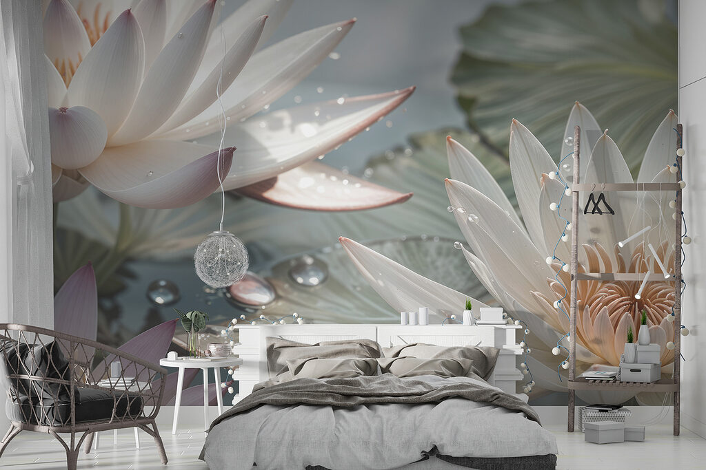 Water lilies with droplets — interior 3