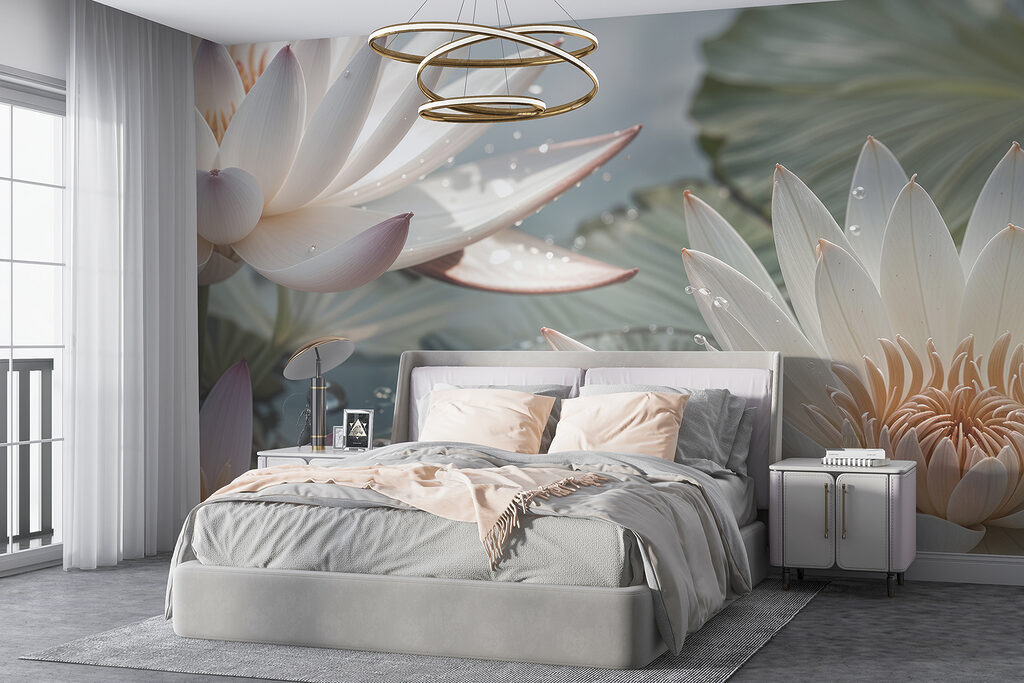Water lilies with droplets — interior 4