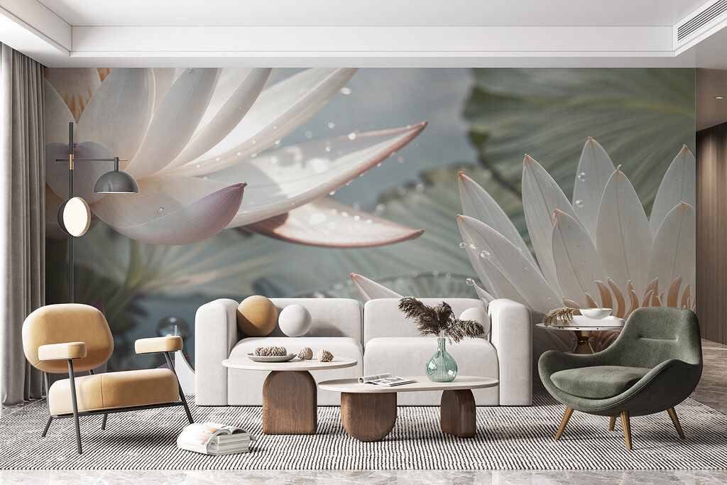 Water lilies with droplets — interior 5