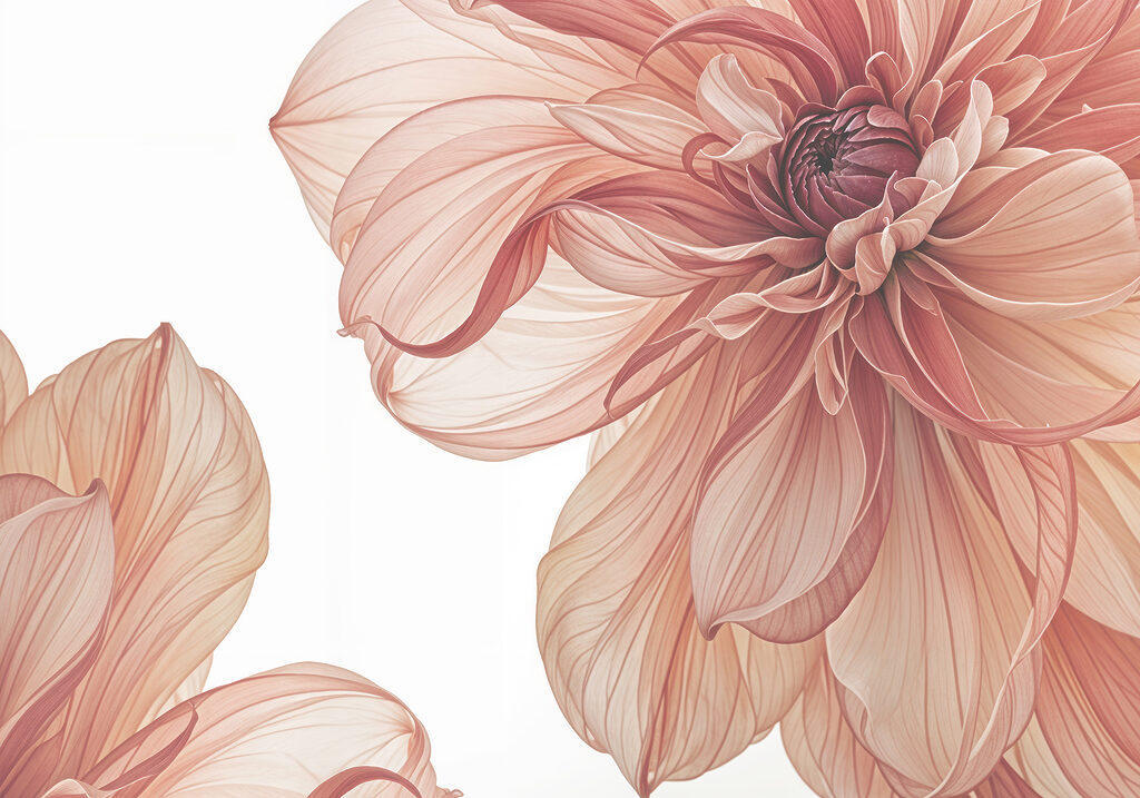 Veined flower in salmon — full design