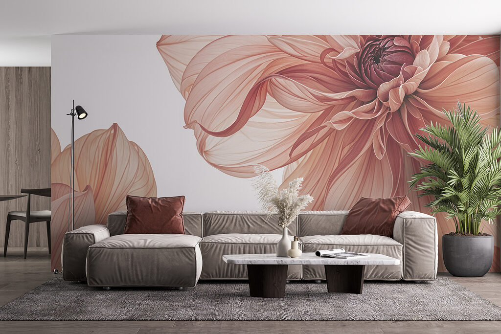 Veined flower in salmon — interior 3