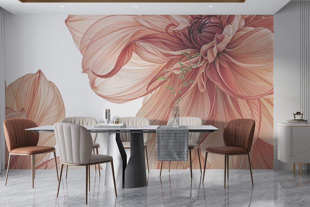 Veined flower in salmon — interior 6