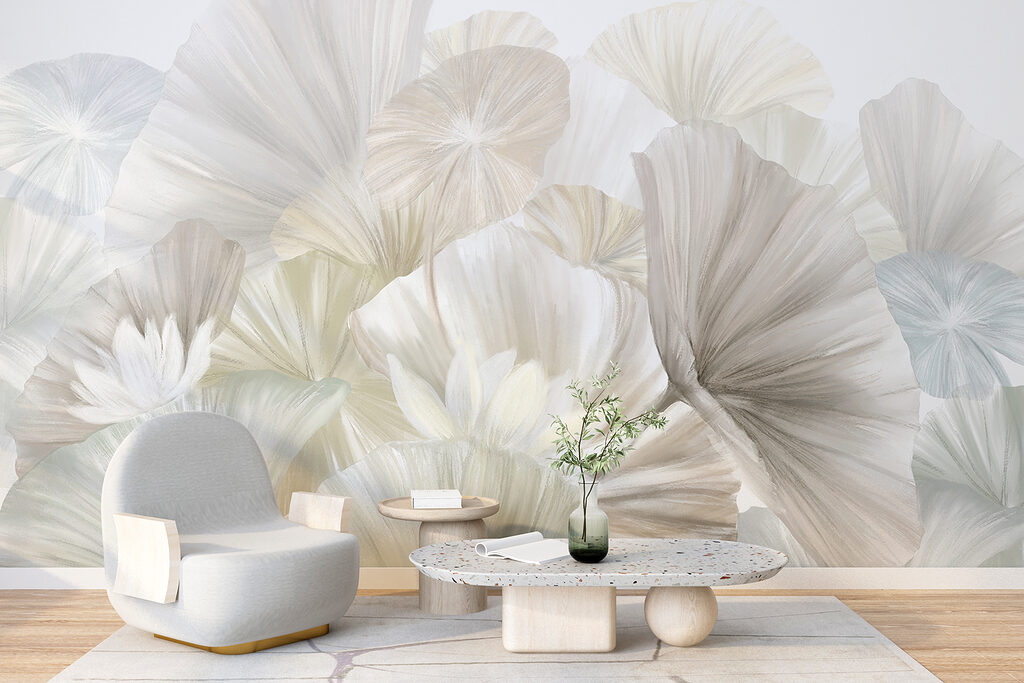 Overlapping fan-shaped leaves — interior 1