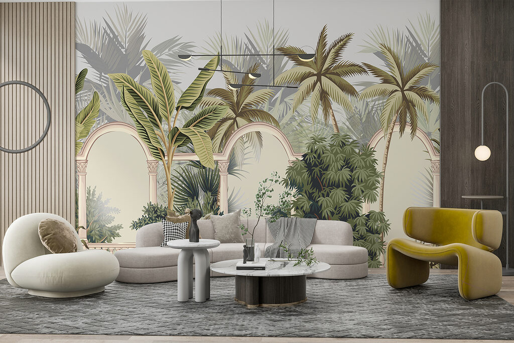 Palms between garden arches — interior 1