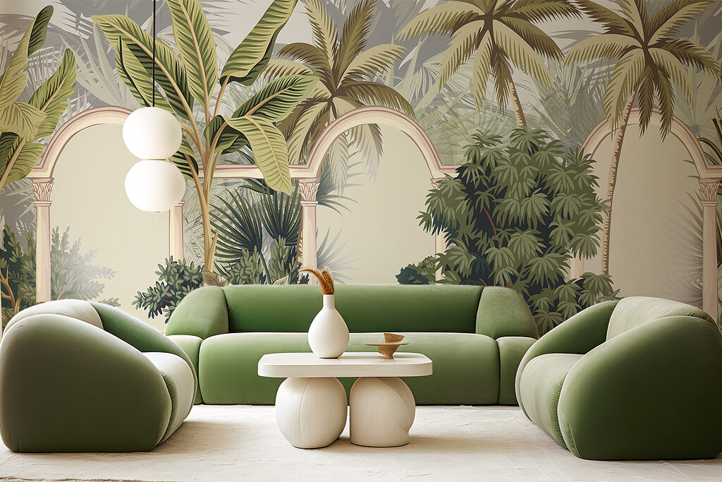 Palms between garden arches — interior 3