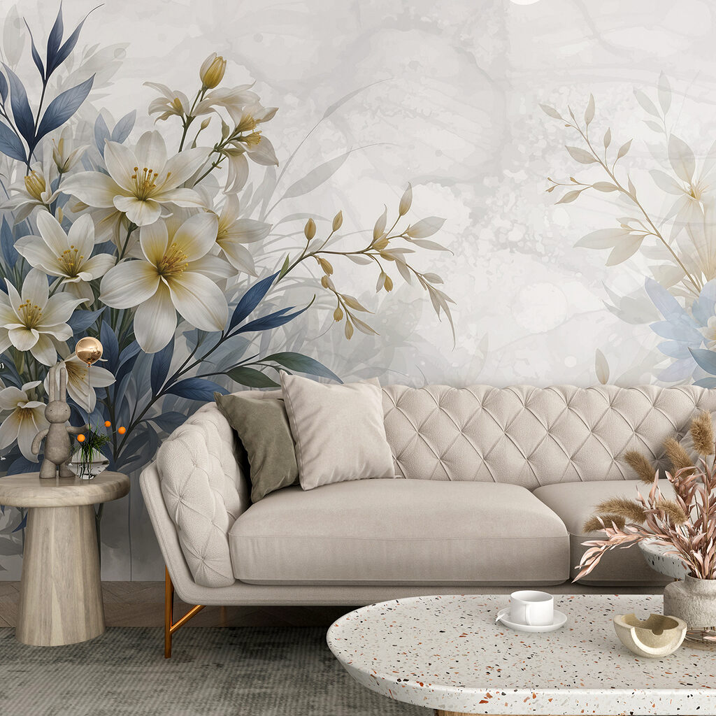 White flowers, blue leaves — interior 4