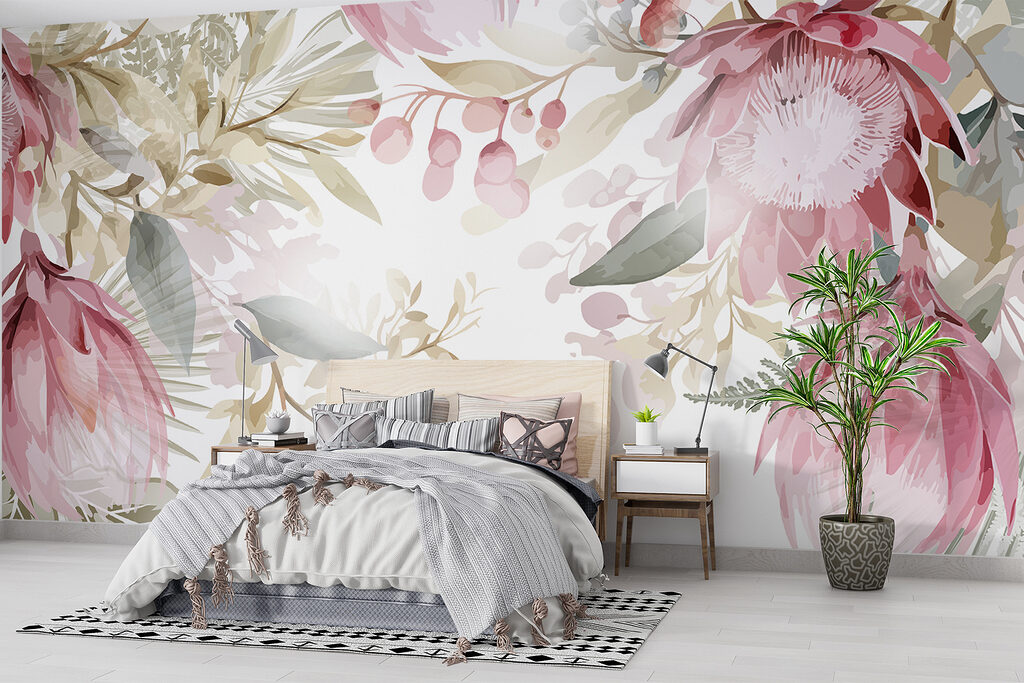 Pink flowers hanging above — interior 3