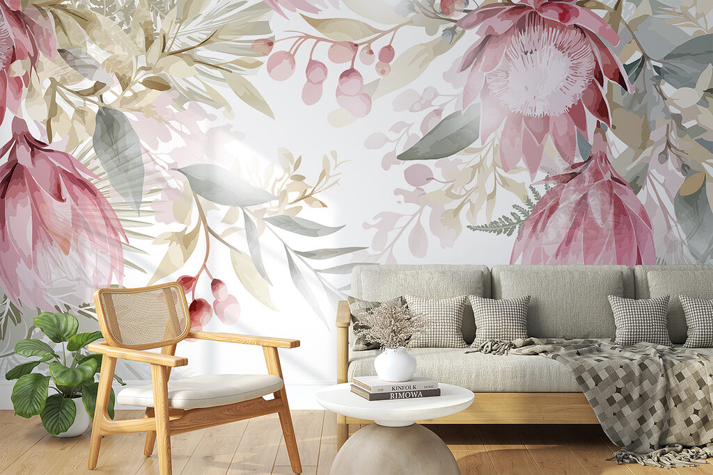Pink flowers hanging above — interior 4
