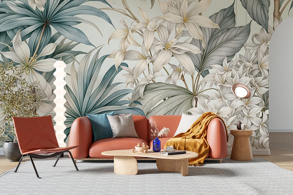 Flowers and pointed leaves — interior 4