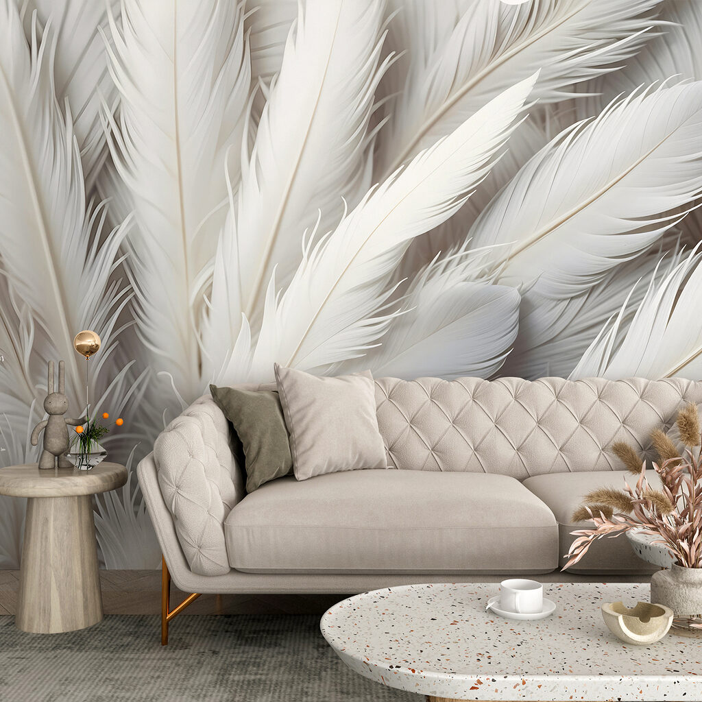 Densely packed white feathers — interior 3