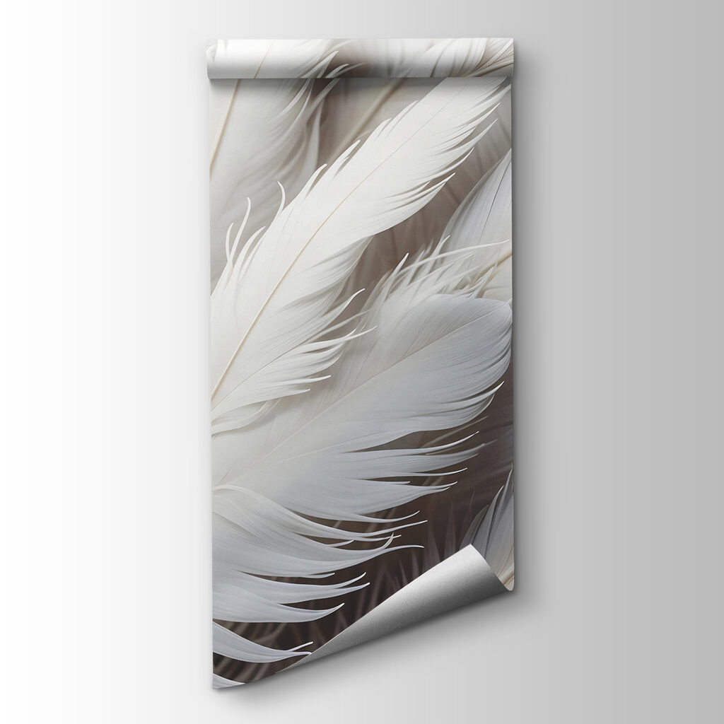 Densely packed white feathers — product view