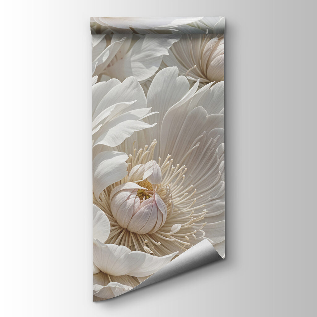 White peonies among buds — product view
