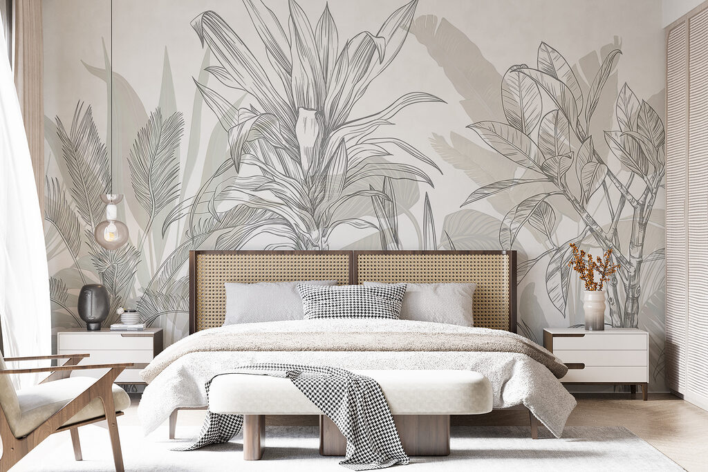 Tropical leaves in sketch — interior 1