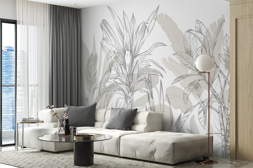 Tropical leaves in sketch — interior 3