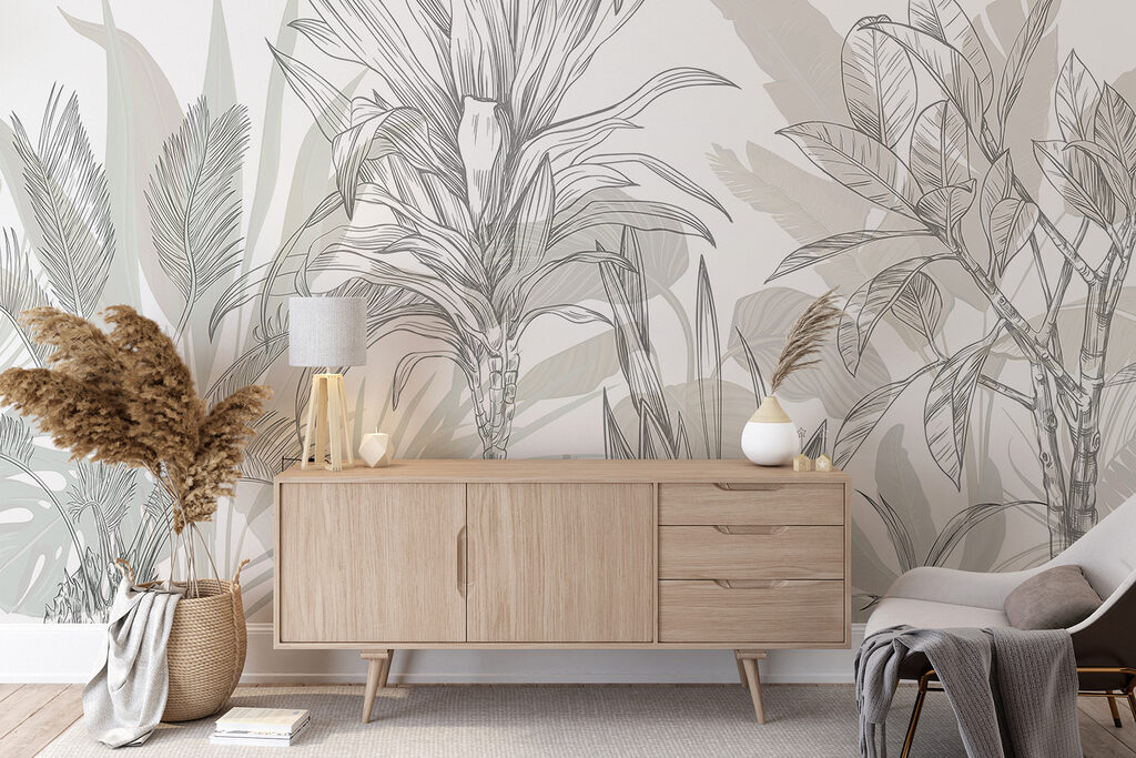 Tropical leaves in sketch — interior 6