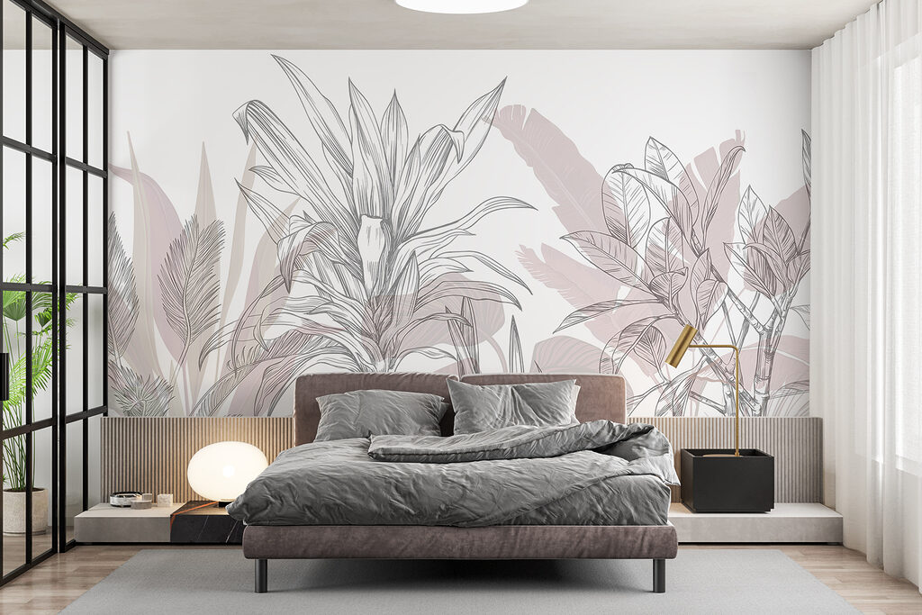 Tropical Leaves in Pencil in an interior