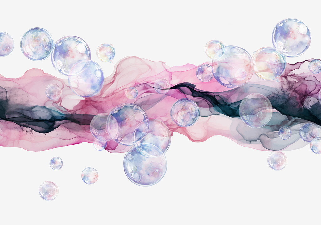 Bubbles over coloured ink — full design
