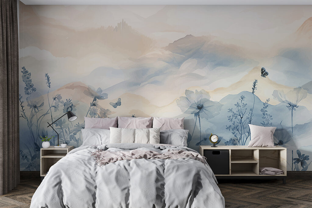 Blue wildflowers and mountains — interior 1