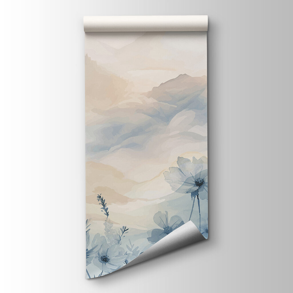 Blue wildflowers and mountains — product view