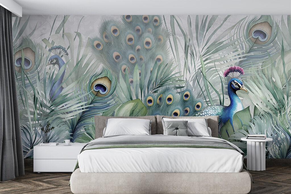 Peacock among feathers — interior 1