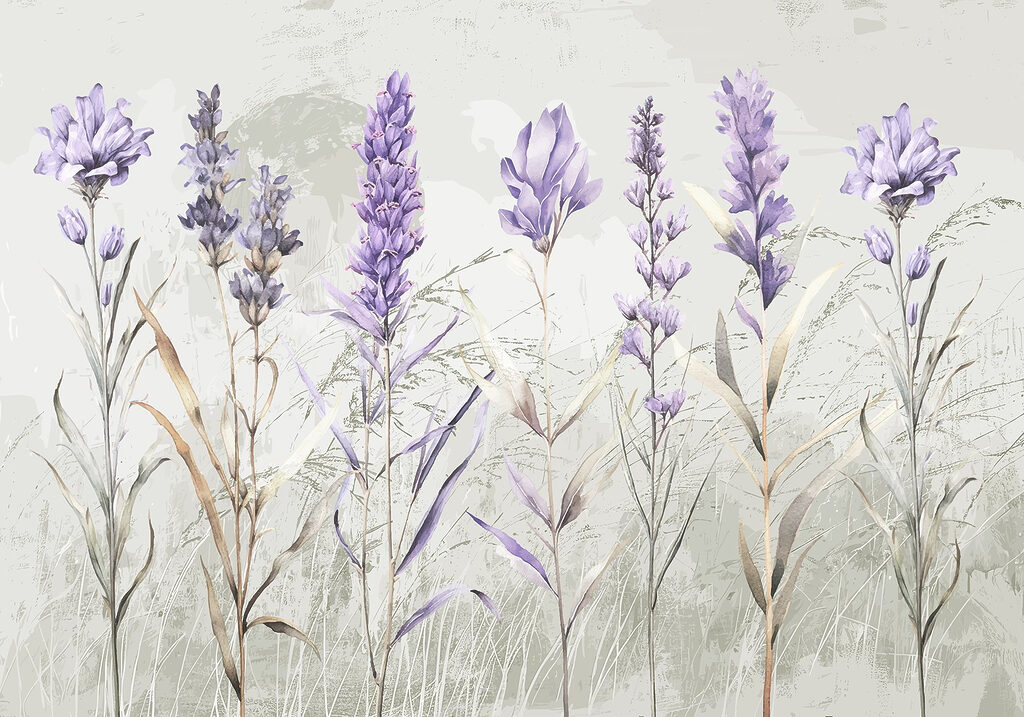 Purple wildflowers and grasses — full design