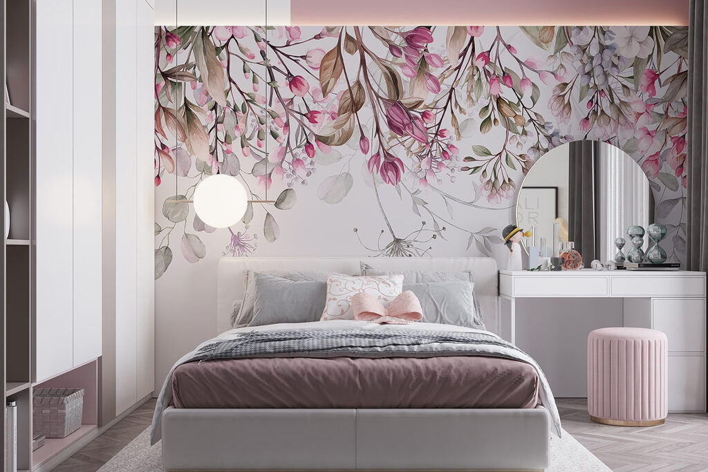 Pink hanging blossoms — interior 2