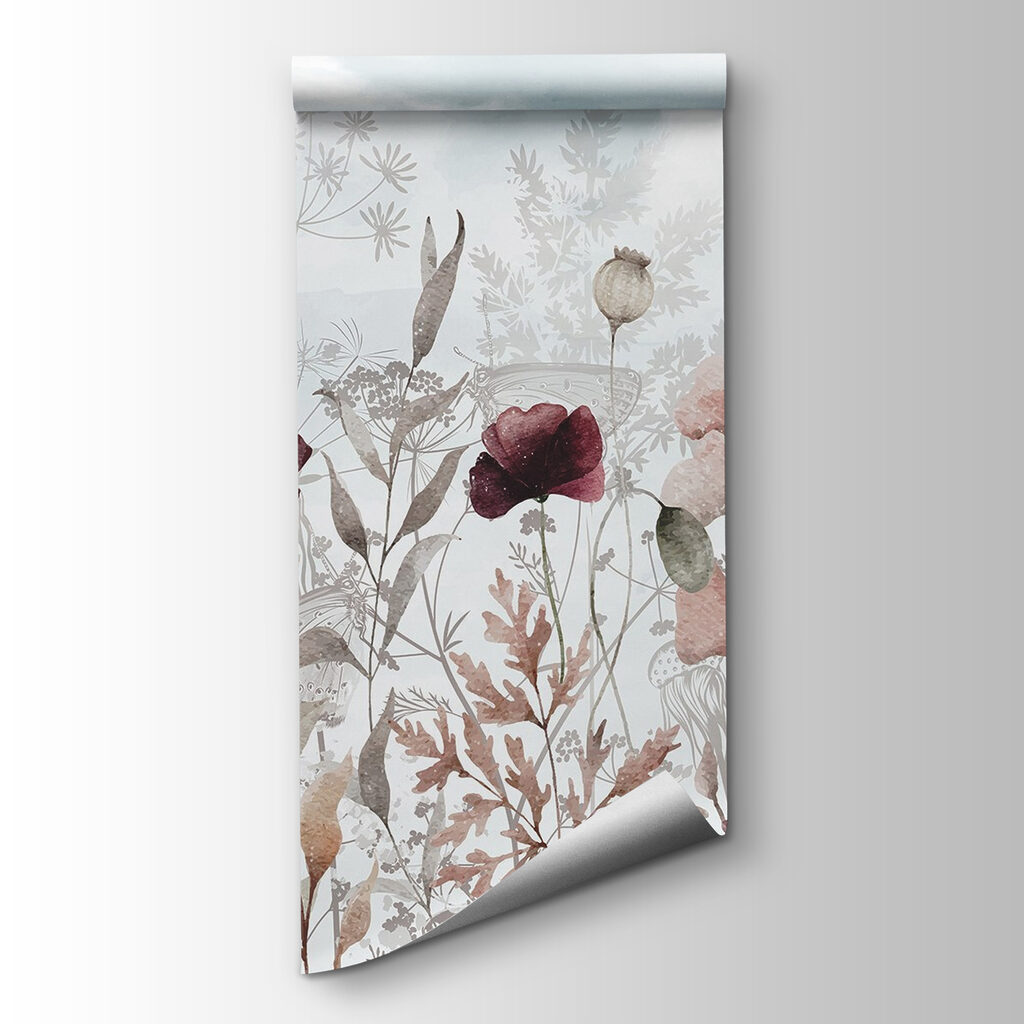 Burgundy flowers among leaves — product view