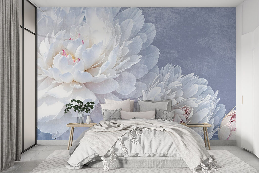 White peonies on lavender — interior 2