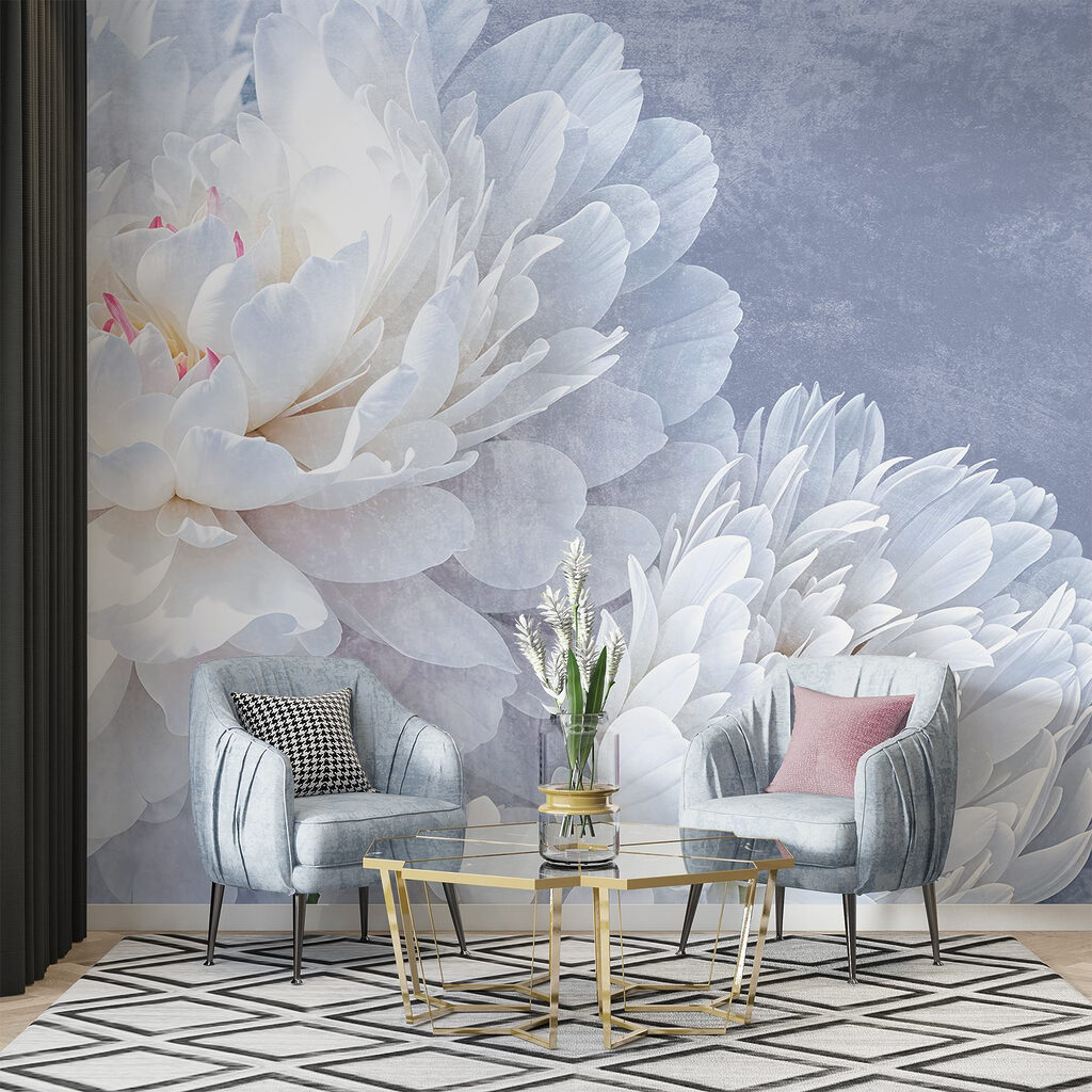 White peonies on lavender — interior 4
