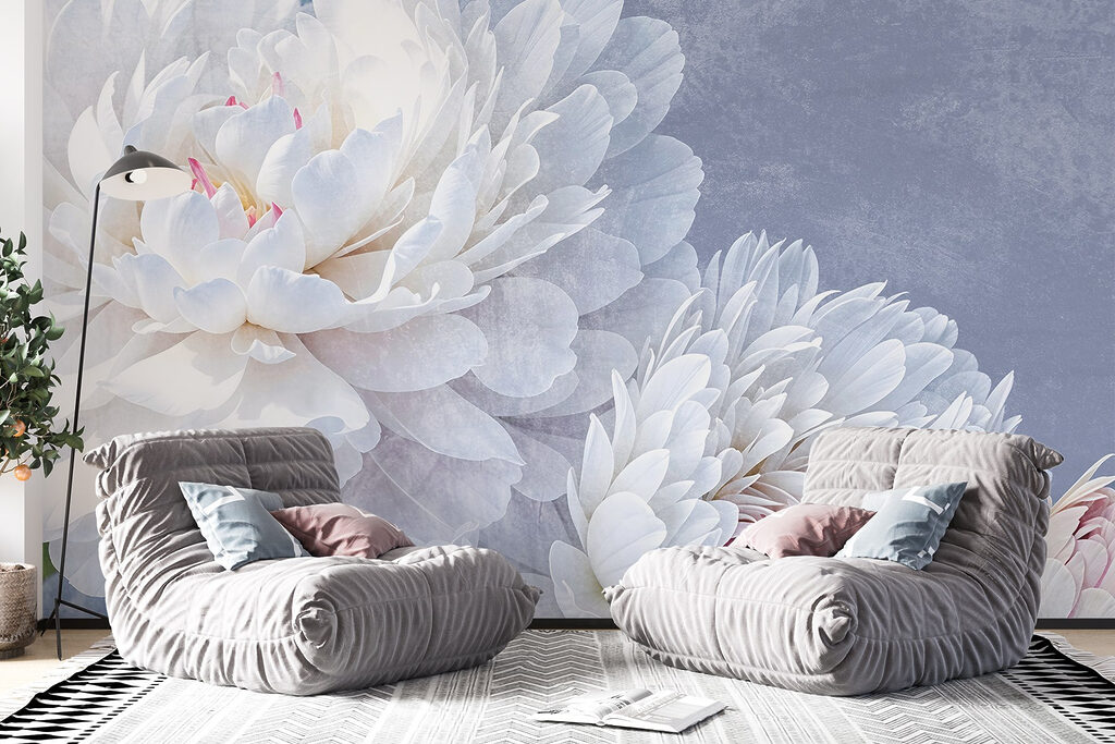 White peonies on lavender — interior 5