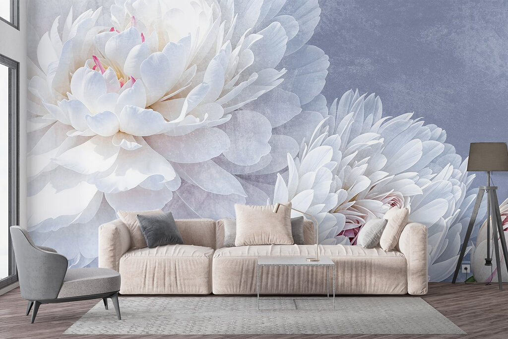 White peonies on lavender — interior 6