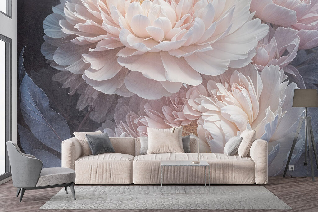Pink peonies on anthracite — interior 5