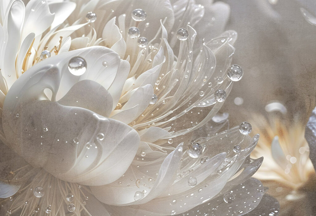 Flower with water droplets — full design