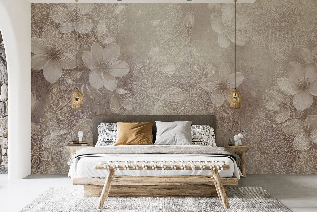 Flowers on Soft Plaster in an interior