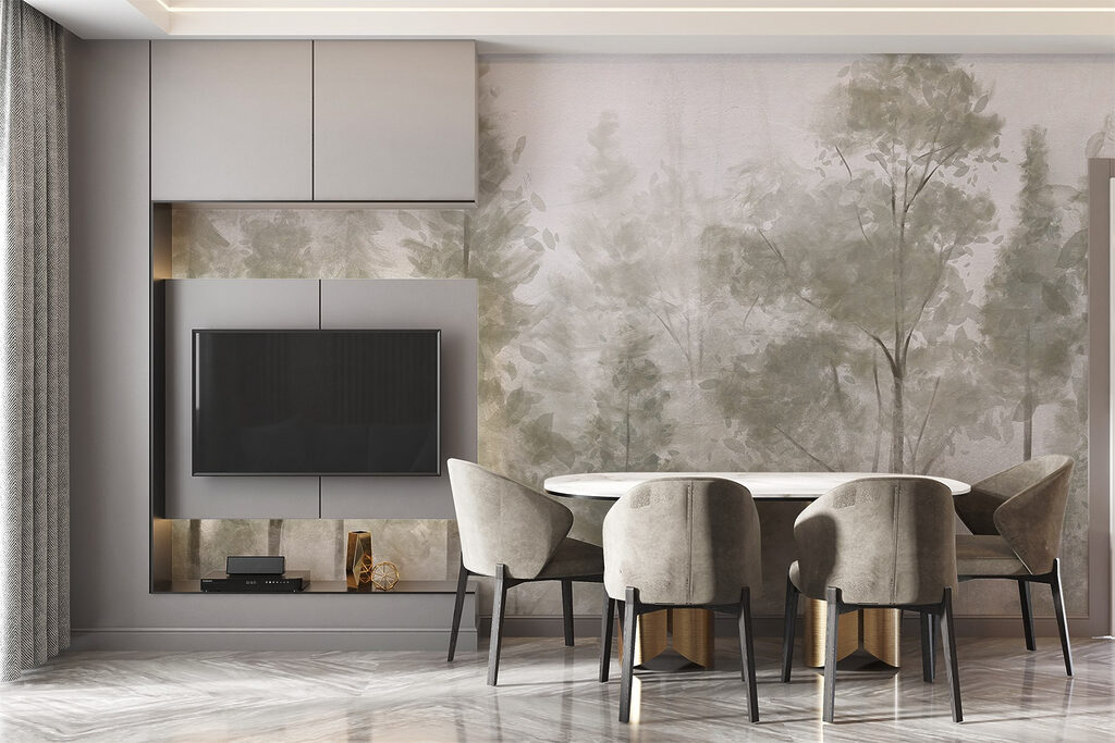 Light trunks in mist — interior 5