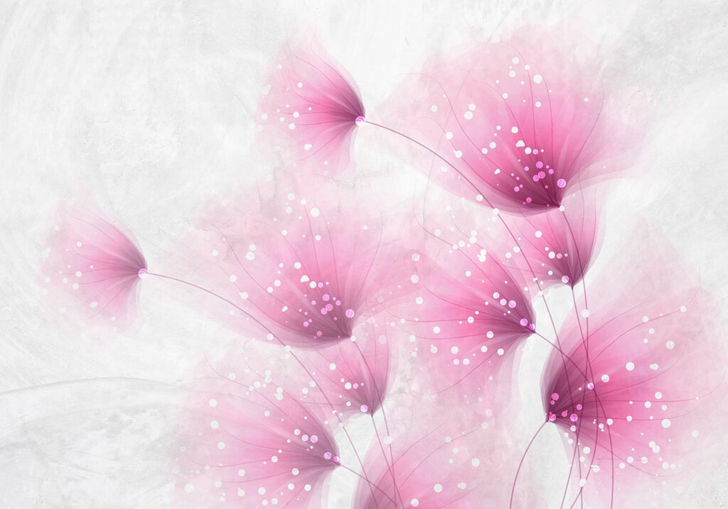Pink fluff, light specks — full design