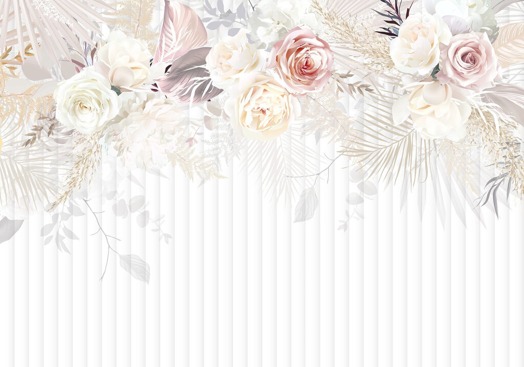 Roses above fine stripes — full design