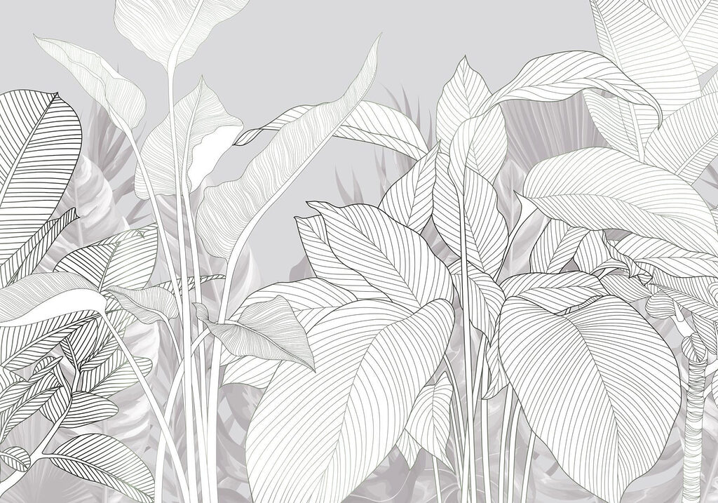 White leaves with veins — full design