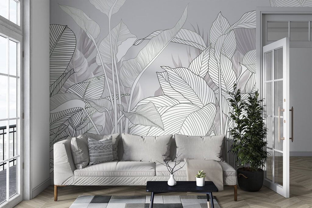 White leaves with veins — interior 1