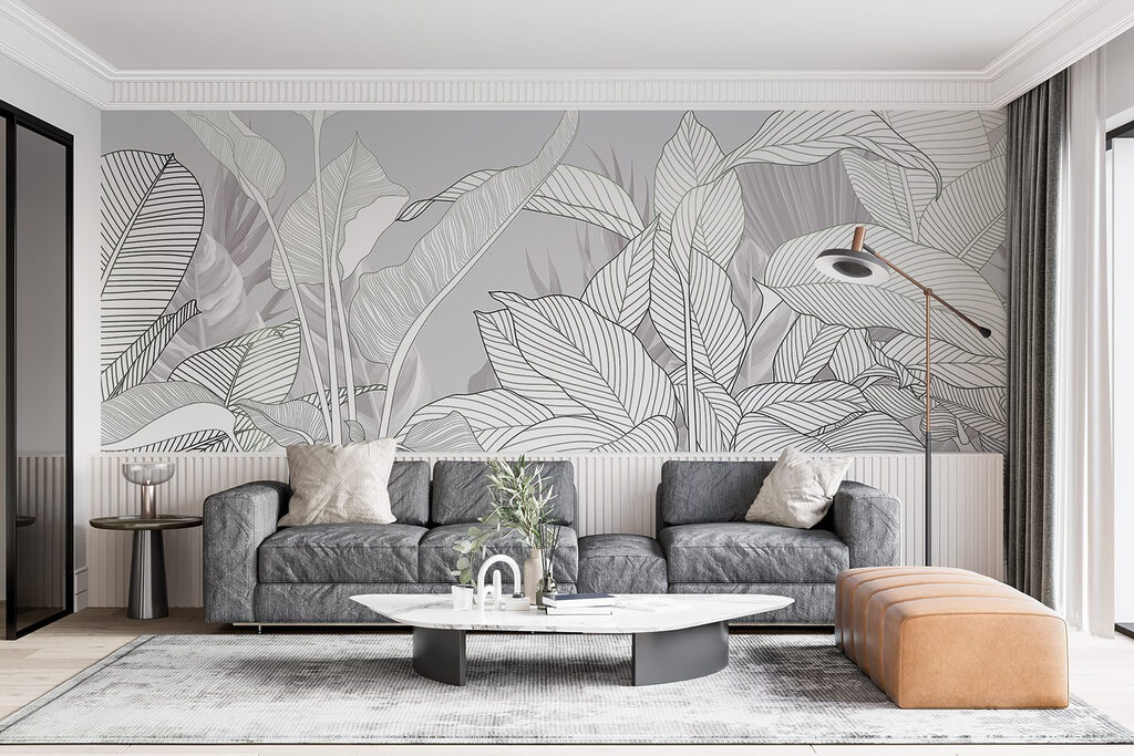 White leaves with veins — interior 2