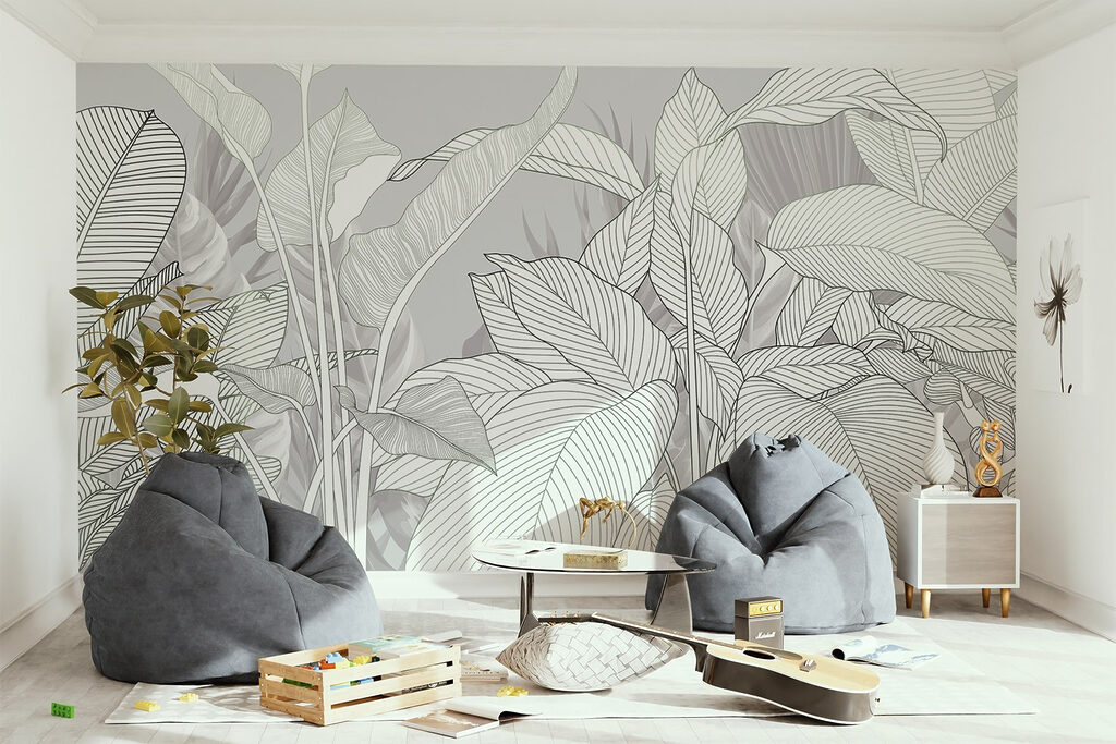 White leaves with veins — interior 5