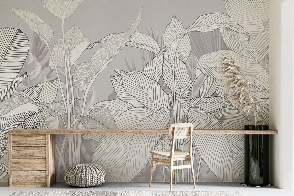 White leaves with veins — interior 6
