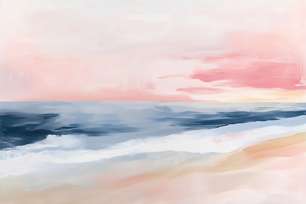 Pink sky over sea — full design