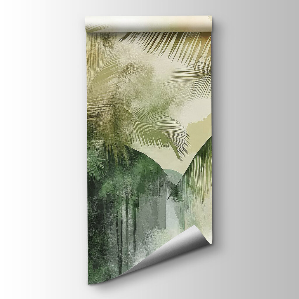 Green palms in brushstrokes — product view