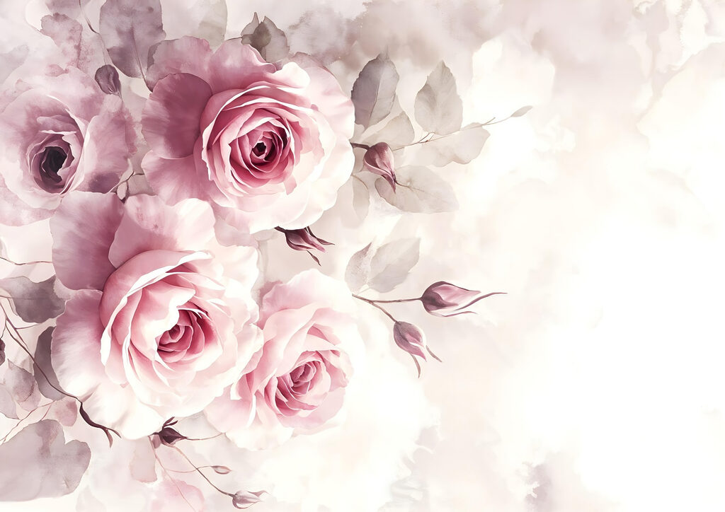 Pink roses, left side — full design