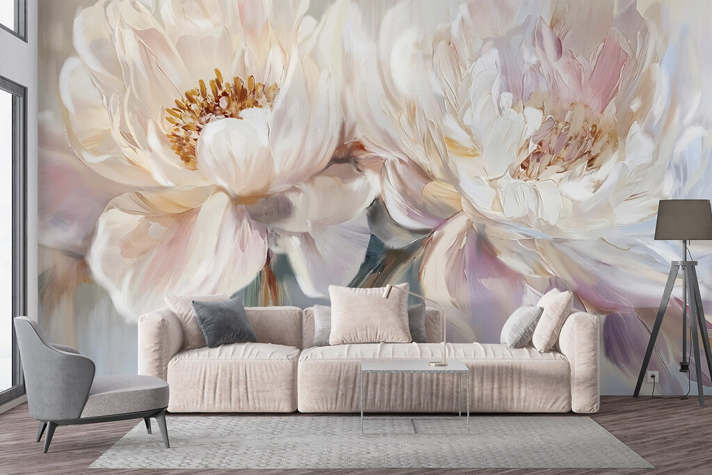 White peonies, pastel drops — interior 5