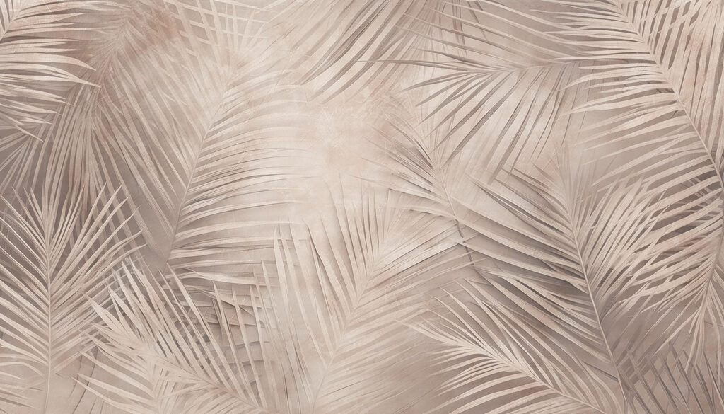 Palm leaves on taupe — full design